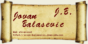 Jovan Balašević vizit kartica
